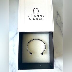 Etienne Aigner Knotted Cuff Bracelet – Silver, New in Box w/ Dust Bag